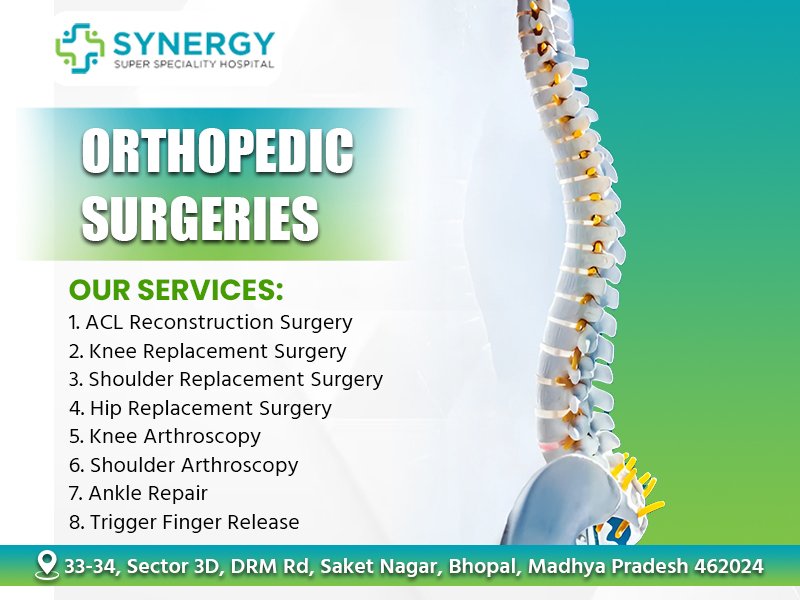 Orthopedic surgeon performing a knee joint replacement surgery in a sterile operating room.